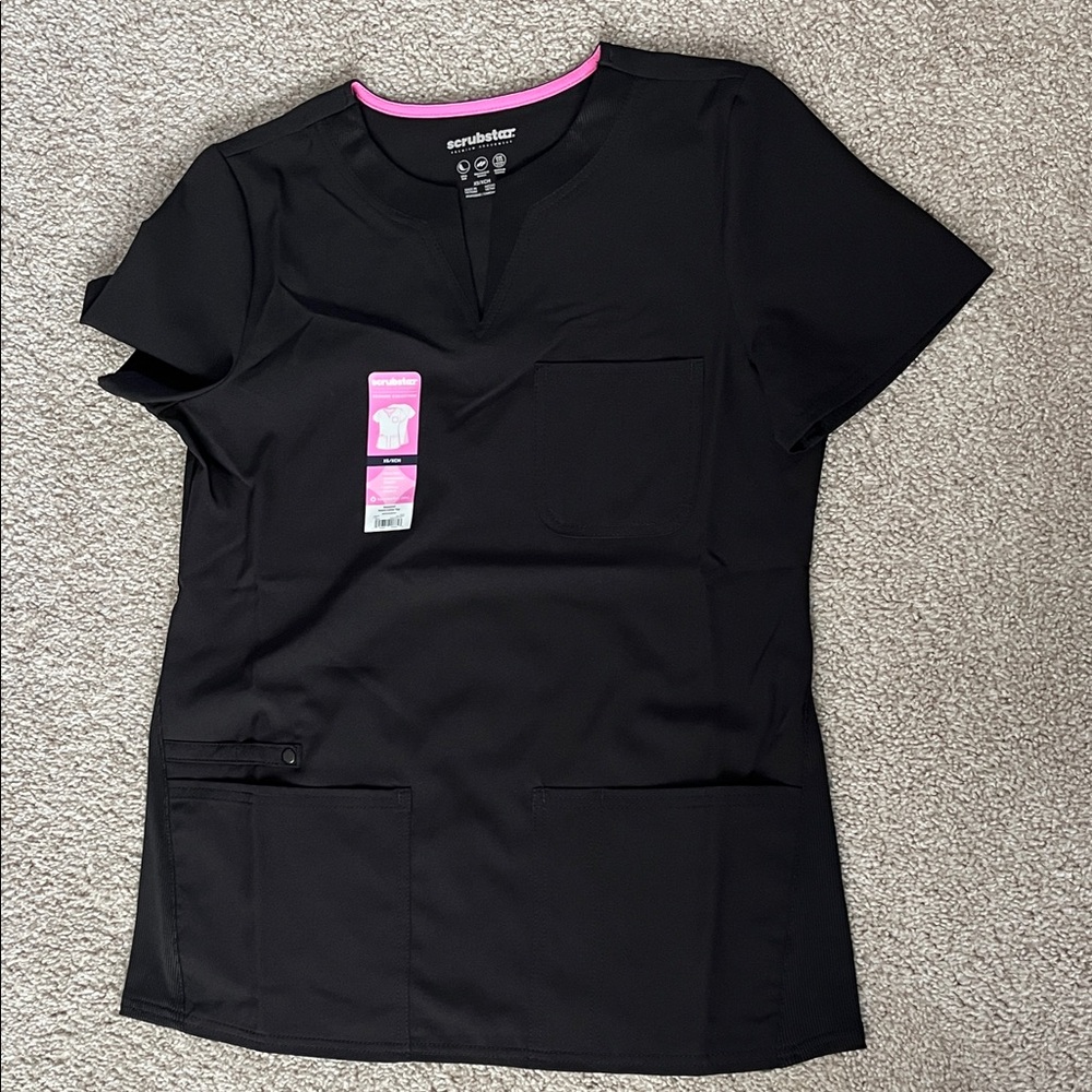 Scrubstar Women's Black Short Sleeve Top Size XS